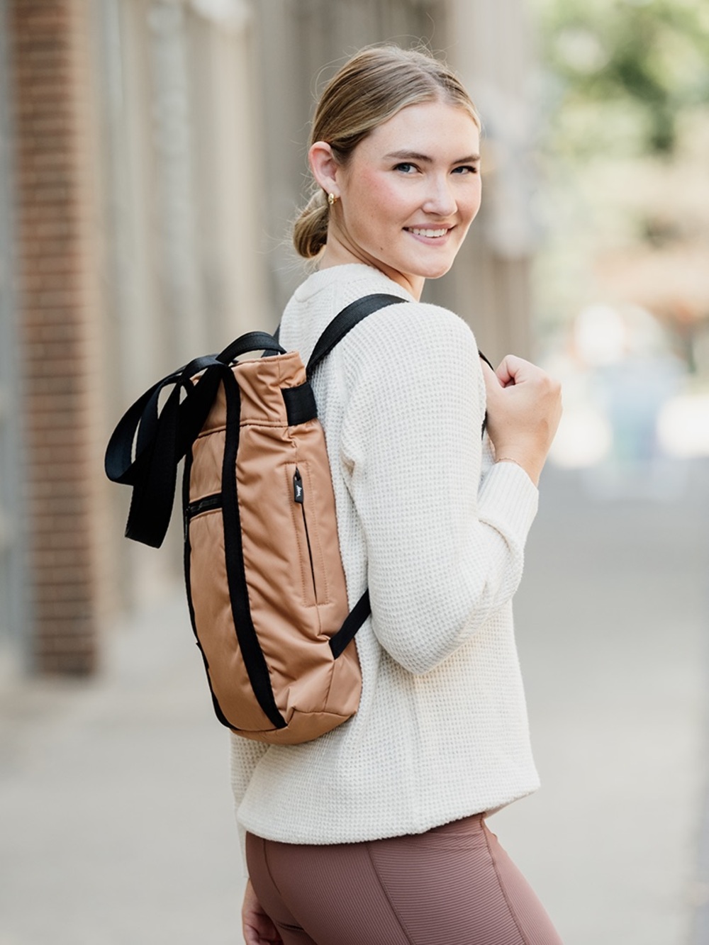 Aruna Project Bharti Camel Backpack Tote Bag Tan